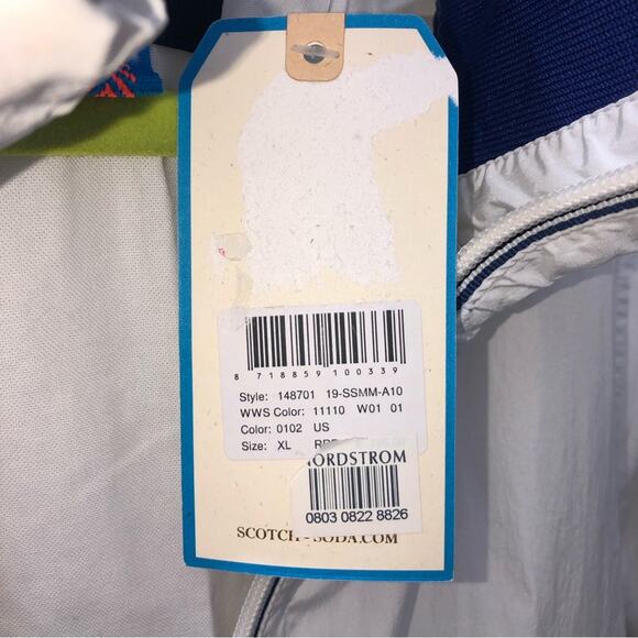 Scotch & Soda Track Jacket White Blue XL NWT - Picture 10 of 10